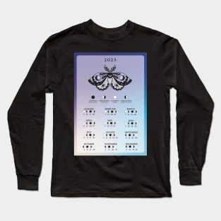 2023 Lunar Calendar, Moon Phase Calendar Long Sleeve T-Shirt